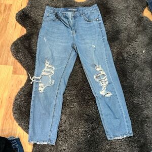 Distressed Blue Jeans
